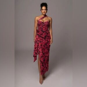 JLUXLABEL One-Shoulder Villa Rosa Floral Maxi Dress (Size XL)